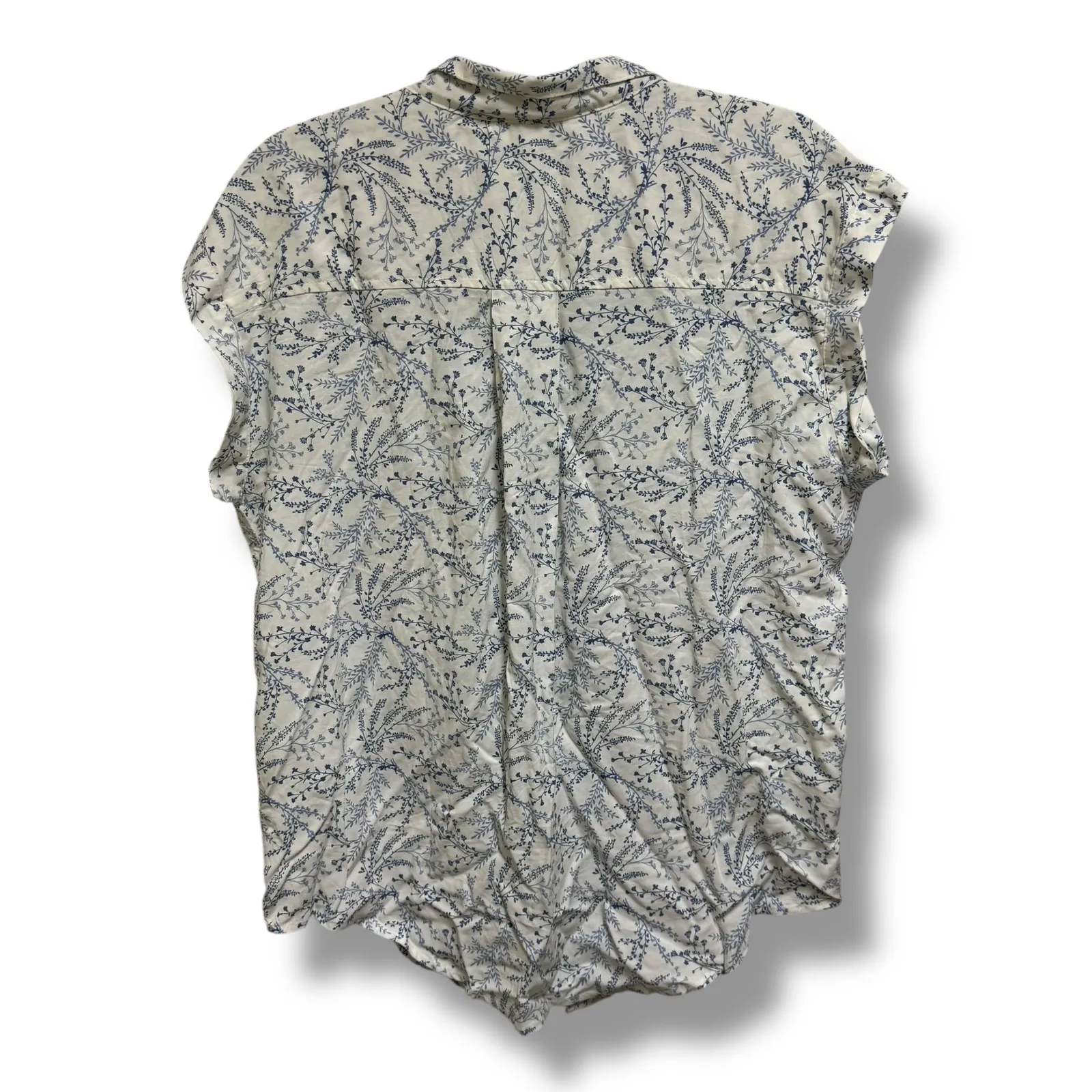 Jachs Girlfriend Floral Sleeveless Shirt Top - Women's‎ L Blue Cream Botanical - Image 2