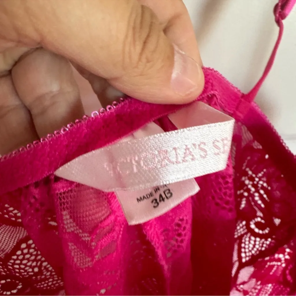 Victoria’s Secret pink lace lingerie chemise top size 34B - Image 3