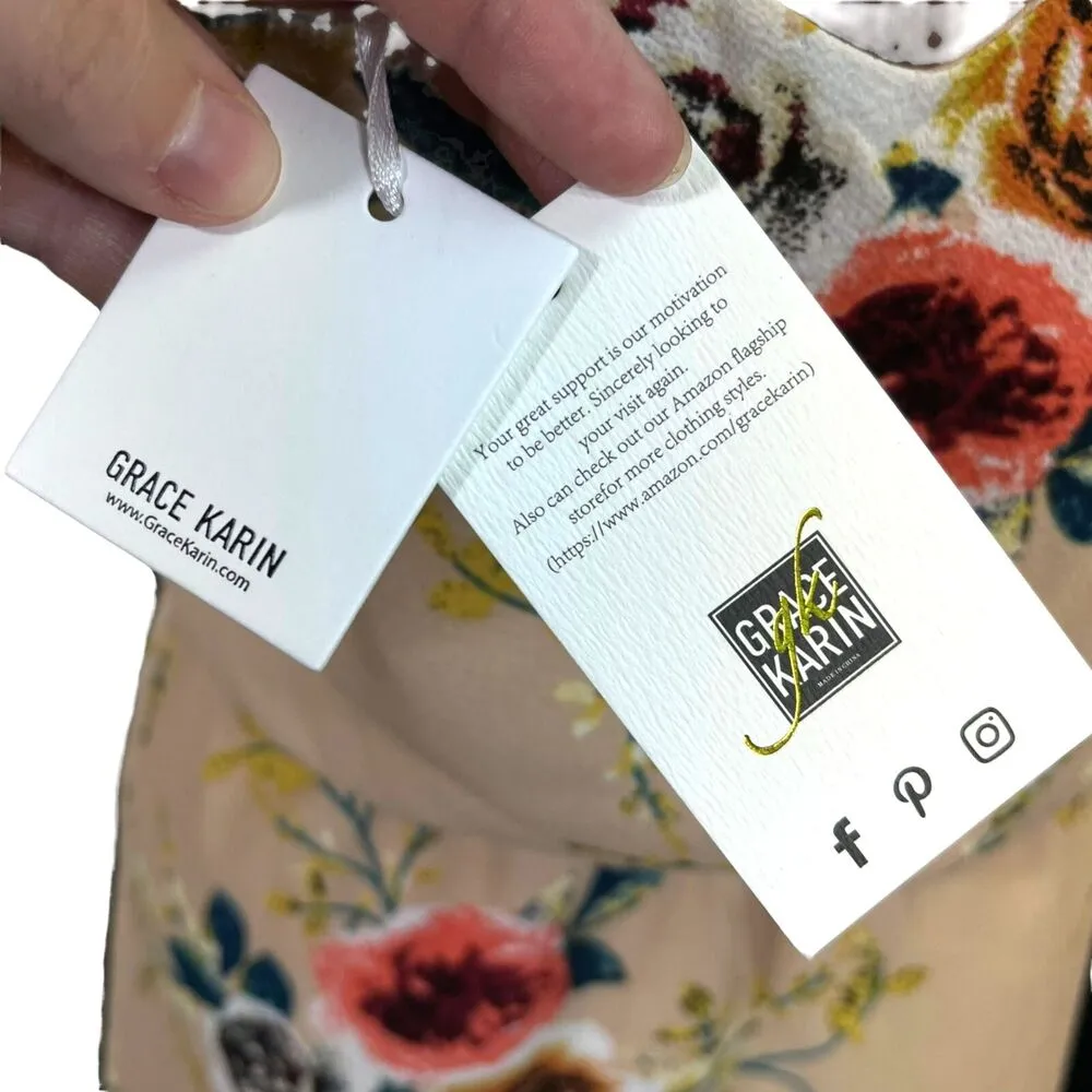 Grace Karin Womens Blouson Dress Sleeveless Floral Print Short Length Small - Image 8