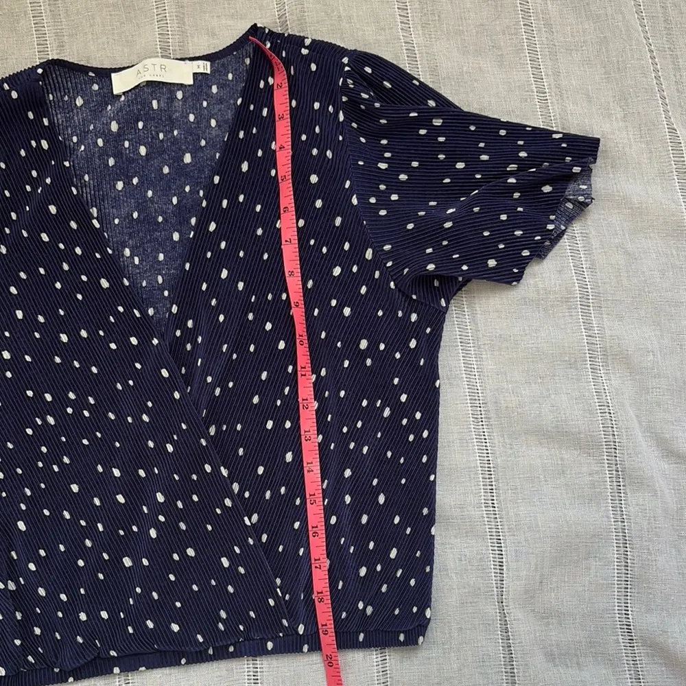 Astr Polka Dot Short Sleeve Wrap Blouse - Image 10