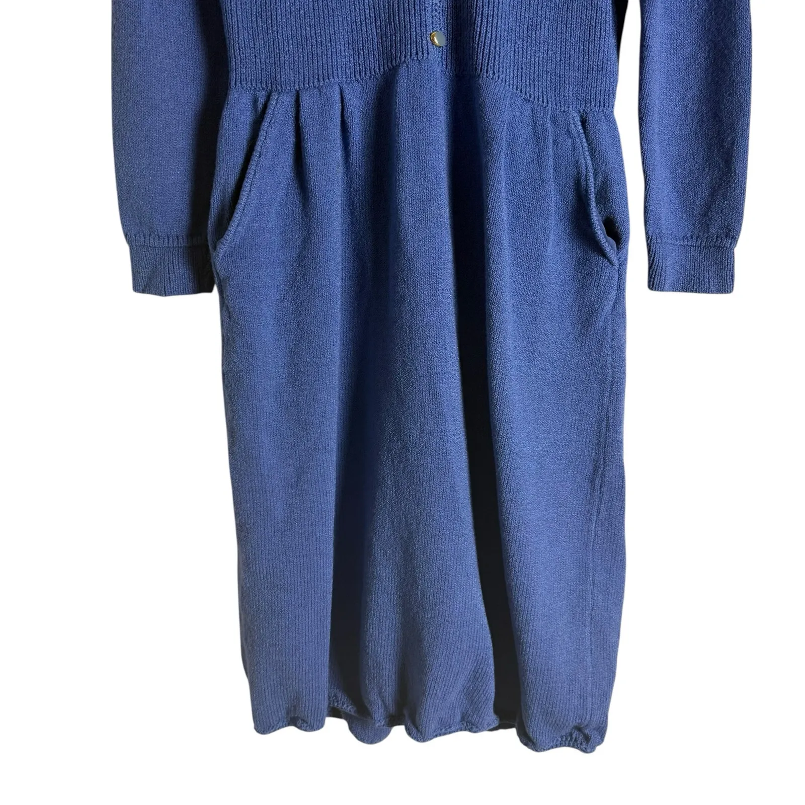 St. John Saks Fifth Avenue Vintage Blue Long Sleeve Henley Sweater Dress Small - Image 7