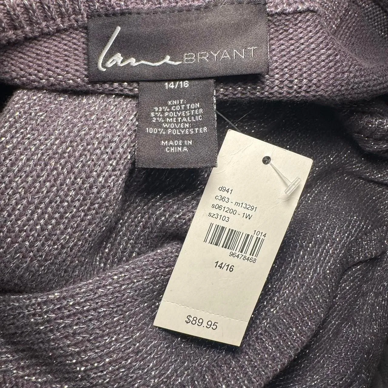 Lane Bryant Women’s Dress 14/16 Metallic Silver Knit Top Black Skirt Party - Image 2