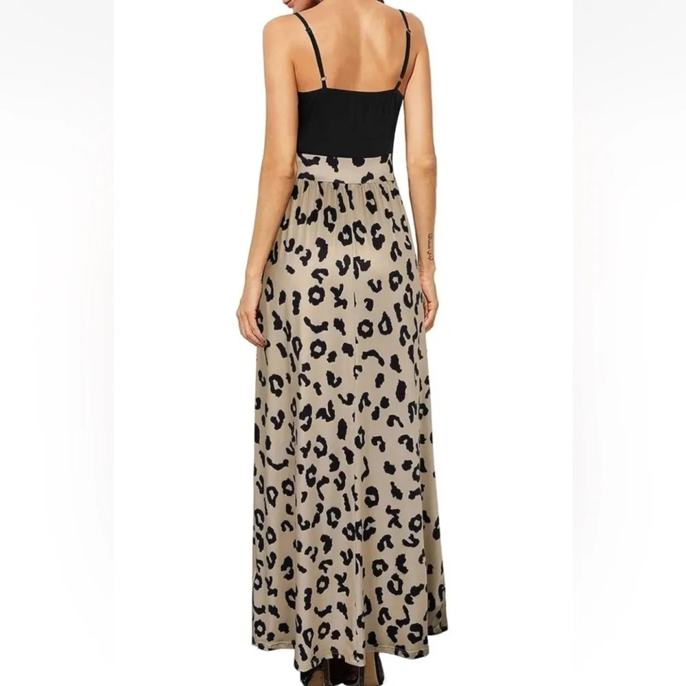 Newshows Maxi Dress Vacation Spaghetti Strap Boho Split Sundress lot Medium NEW Black - Image 5