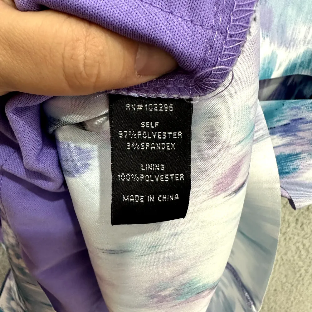 Connected Apparel Sheath Dress Womens 12 Purple Tie Die Ruffle Boho Fairy Hippie - Image 5