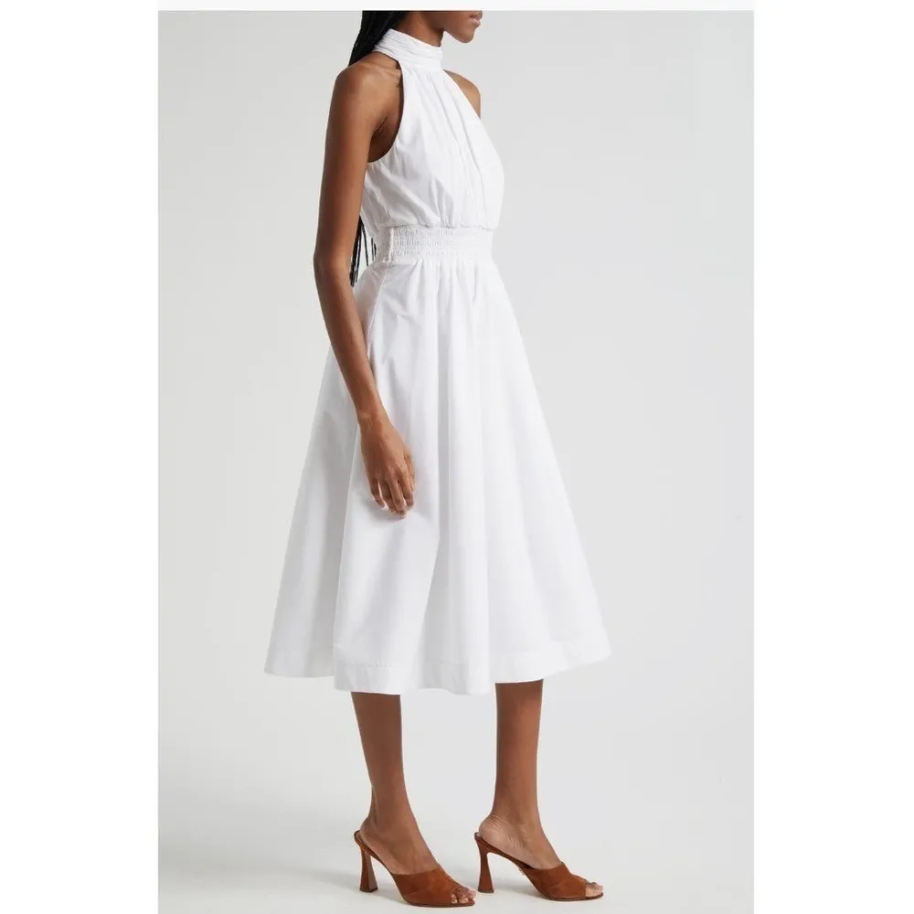 Veronica Beard Kinny Smocked Cotton Blend Mini Dress, White, Size 10, NWT - Image 6