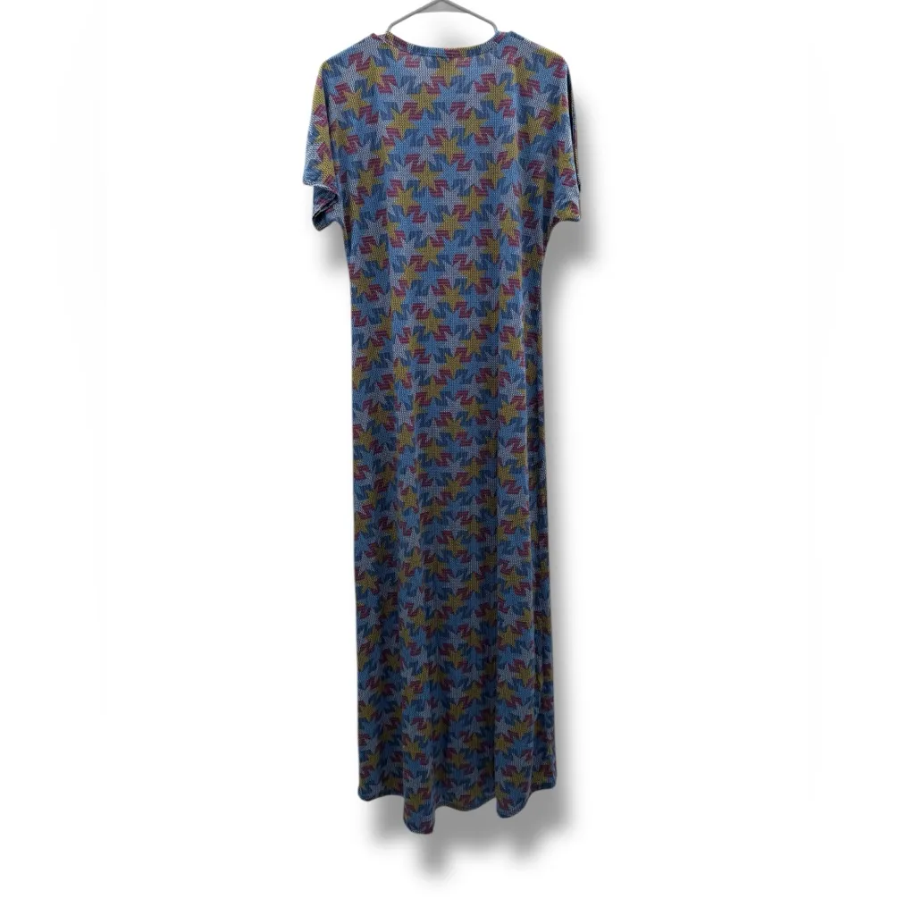 Luluroe Maria Star‎ Print Short Sleeve Stretchy Maxi Dress Sz M NEW Blue Red - Image 4