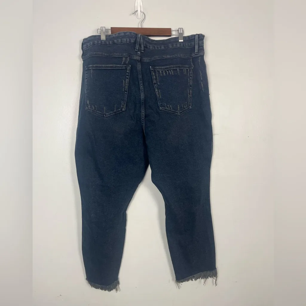 Good American Good Curve raw hem skinny dark blue black jeans size 22 - Image 9