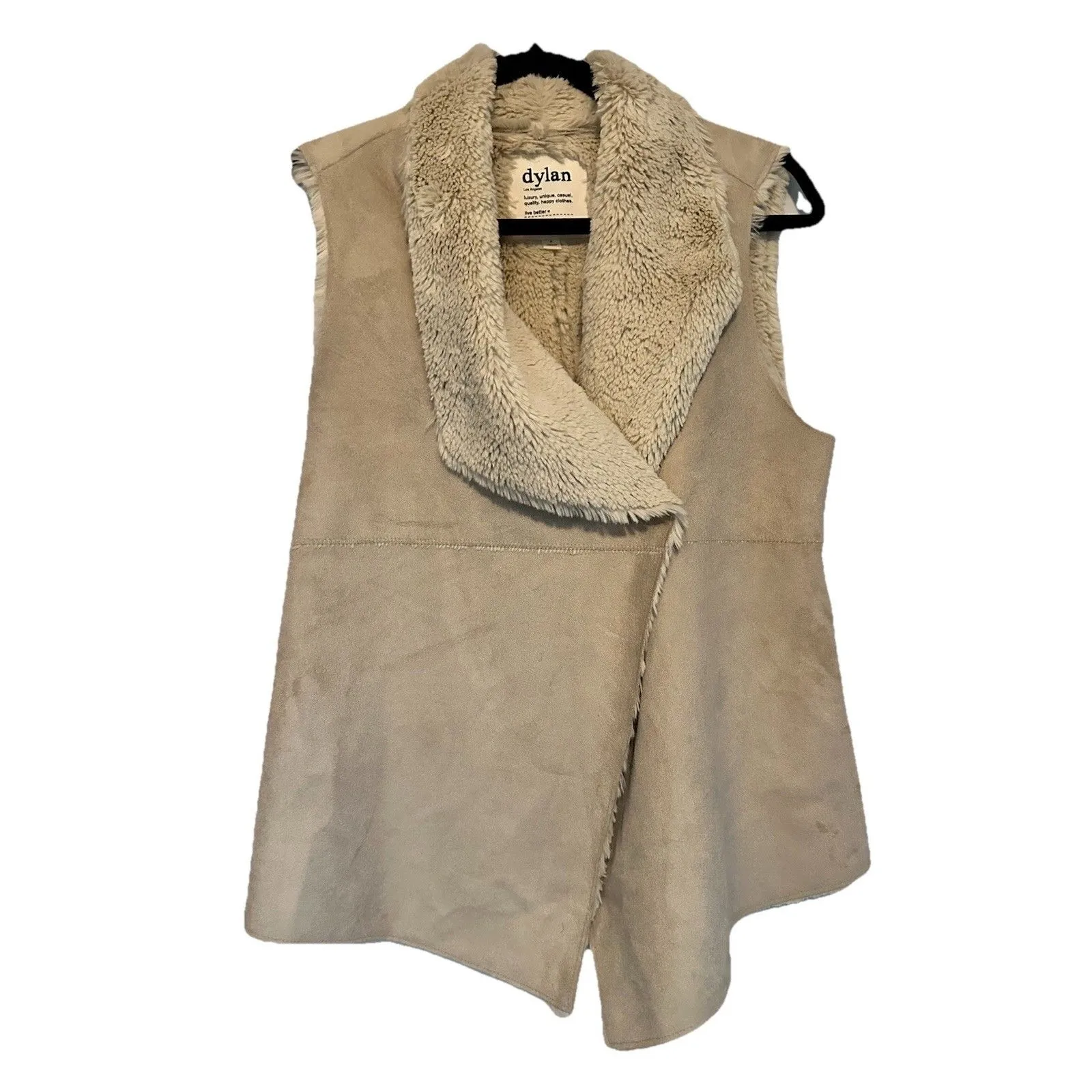 Dylan Los Angeles Vest Soft Luxurious Faux Suede/Fur Light Beige Women’s Sz S - Image 2
