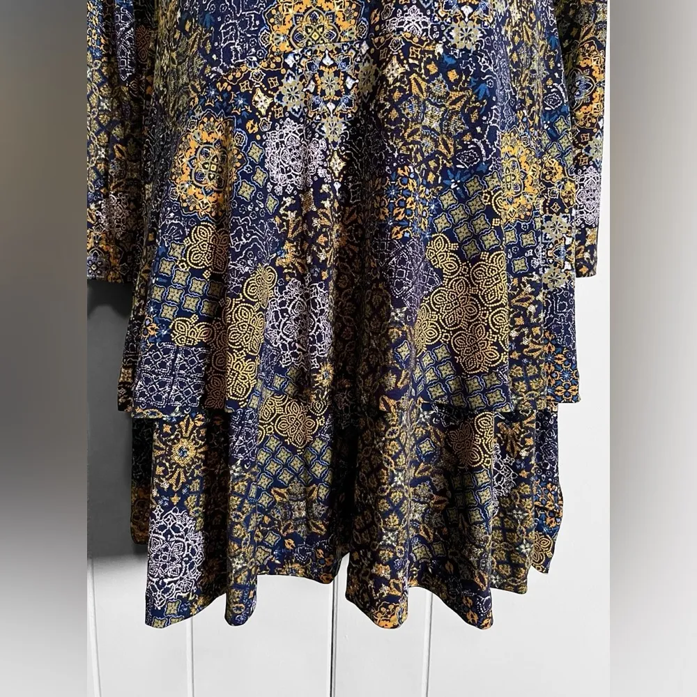 Michael Kors Medallion-Print Ruffled Skirt Dress. 
Long Sleeve. Size Medium. - Image 3