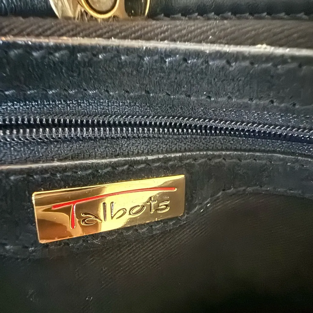 Talbots Black Leather Tote Bag with Gold Details - Image 7