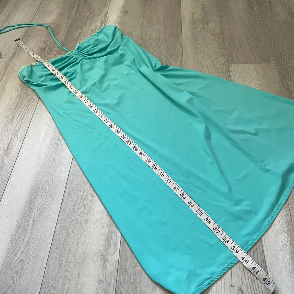 Vintage DKNY Dress halter midi womens Blue (large) beach vacation party bright - Image 6