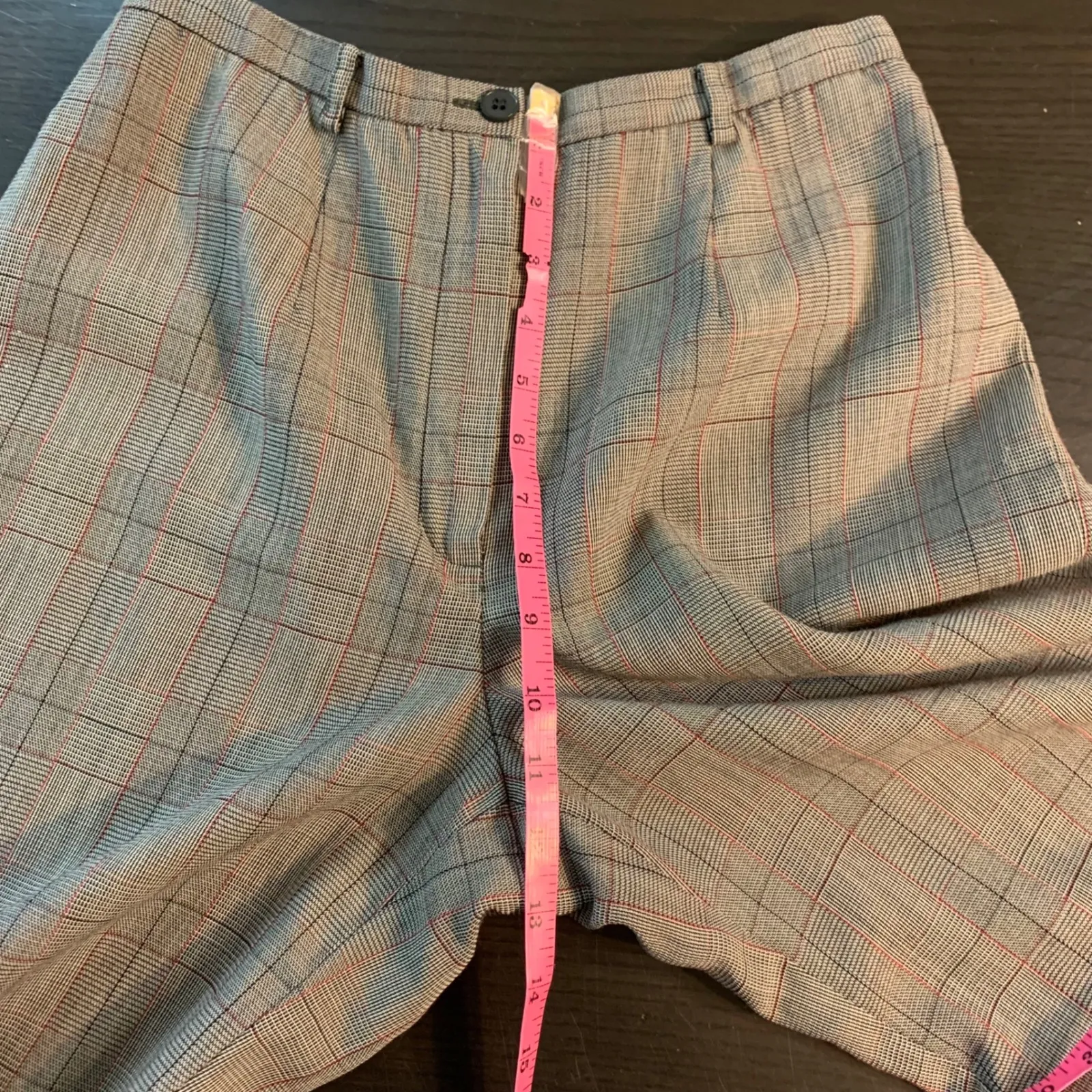 VTG CARLISLE Plaid Wool Blend Retro Trouser 8 Gray Red Classic Career Pants READ - Image 9