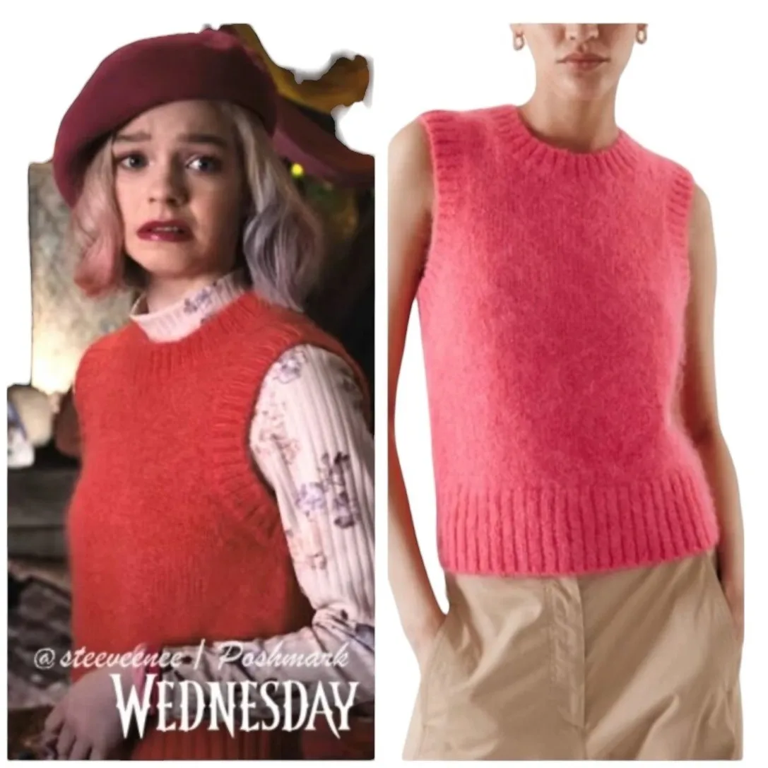 COS Women's Mohair knitted cropped sweater vest Pink rare Enid Sinclair M - Image 2