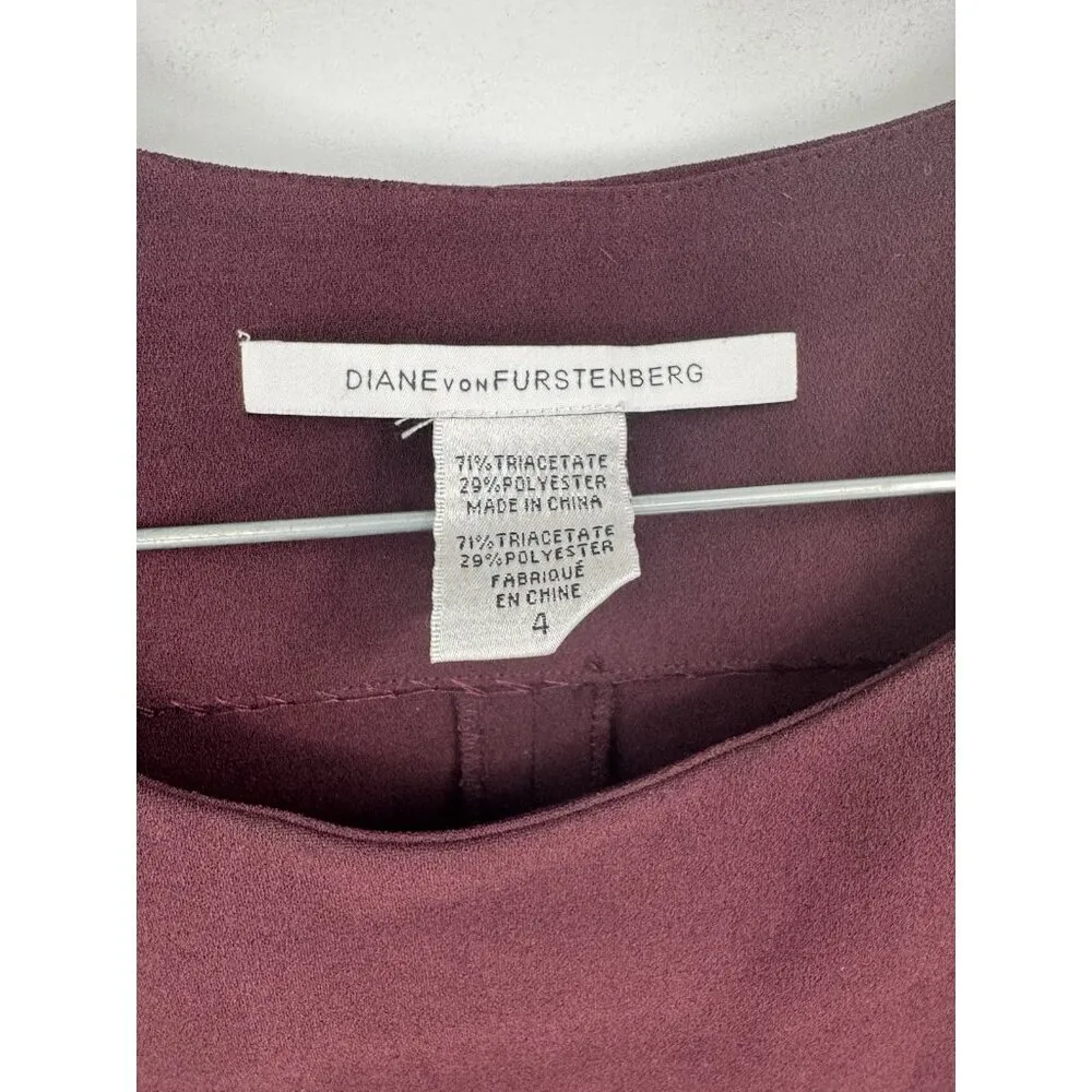 Diane Von Furstenburg‎ Carpreena Dress Women 4 Burgundy Business Office - Image 3