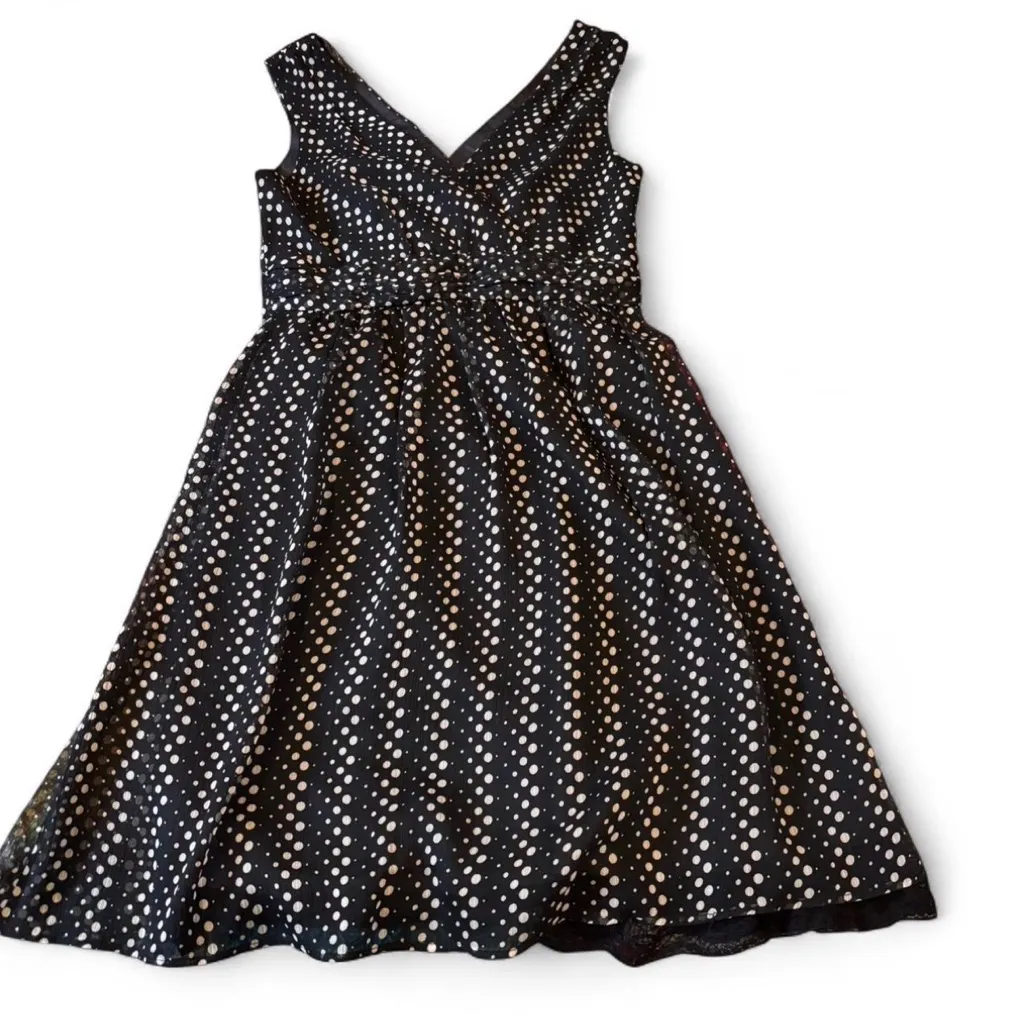 SOUP polkadot dress XS lace bottom retro style Black and White - Image 4