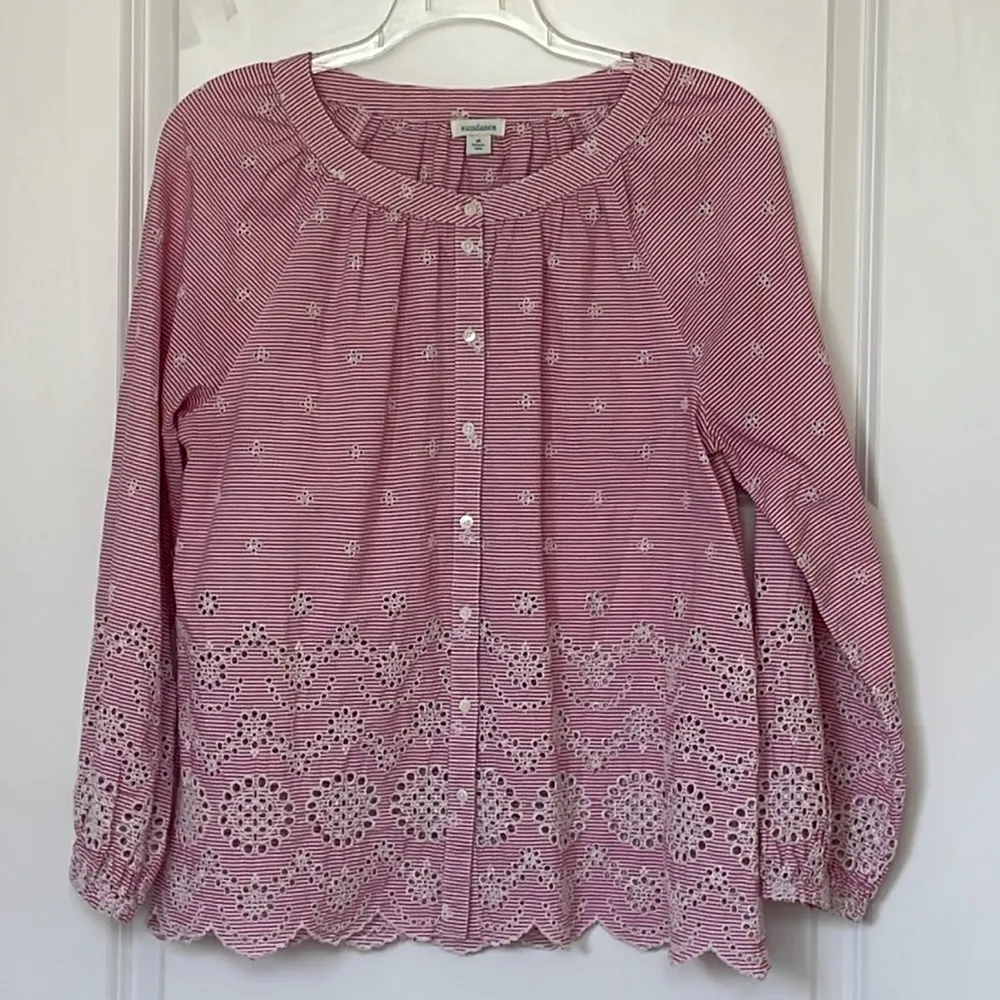 Sundance Rory Eyelet Striped Top Medium - Image 2