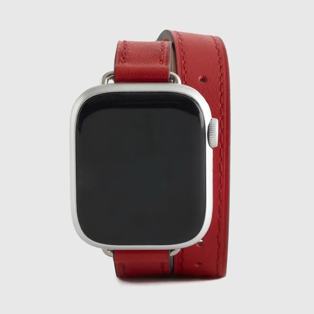 NEW QUINCE Red Leather Double Wrap Smart Watch Band 38mm to 41 mm - Image 3