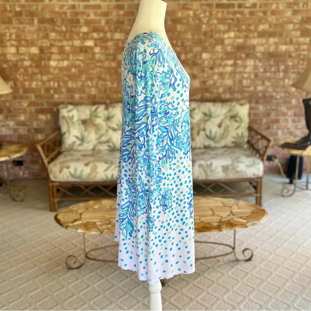 Lilly Pulitzer Ophelia Blue Karma Camellia Knit Mini Dress M - Image 11