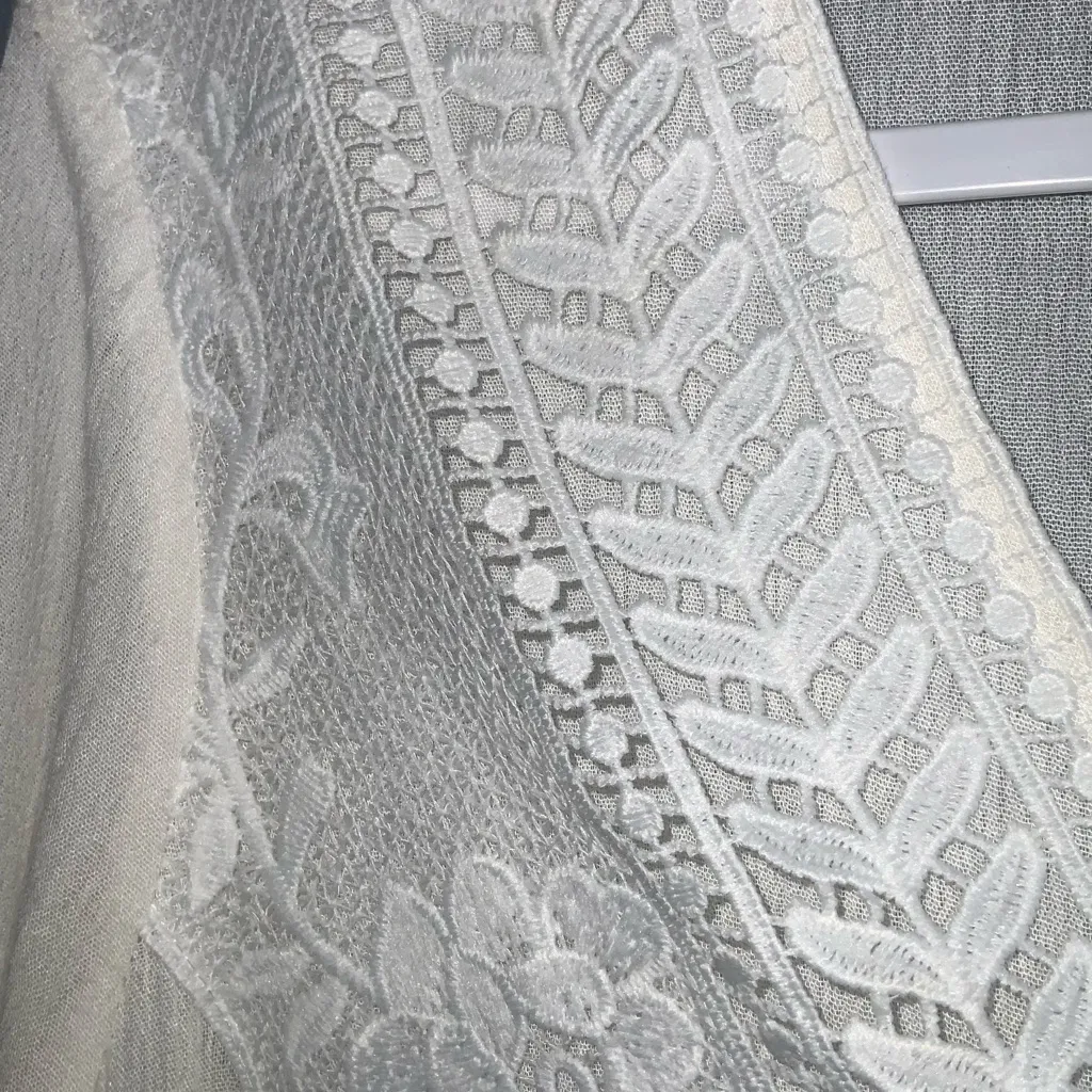 Altar'd State White Long Bell Sleeve Lace Lined V-Neck Boho Dress Medium - Image 8