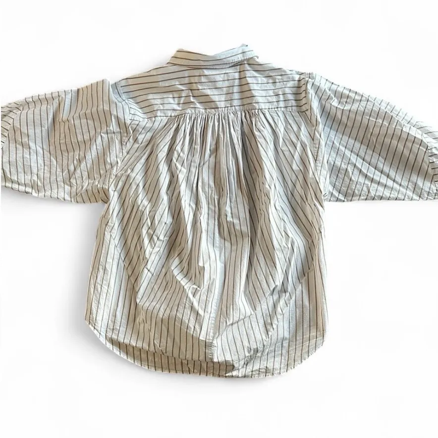 Frame Denim White and Tan/Cream Striped Button Down Shirt - Image 3