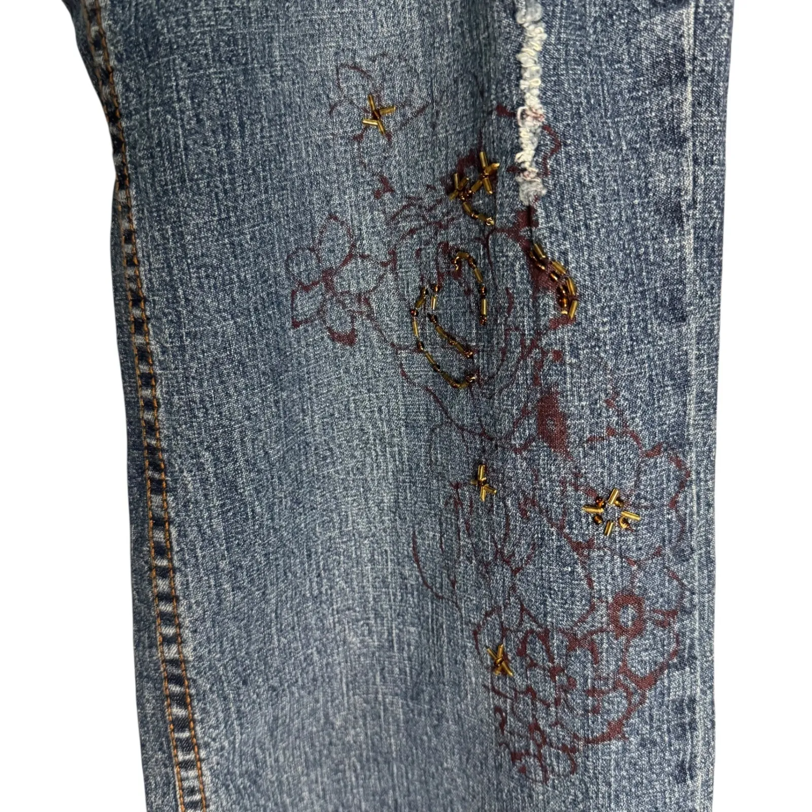 Squeeze Jeans Women's 16W Embroidered Flower Bootcut Denim Pants Blue - Image 13