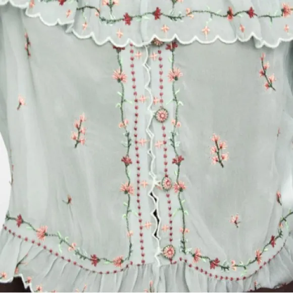 Zara Limited Edition
Embroidered Vintage Floral
Cottage Prairie Romantic Top - Image 4