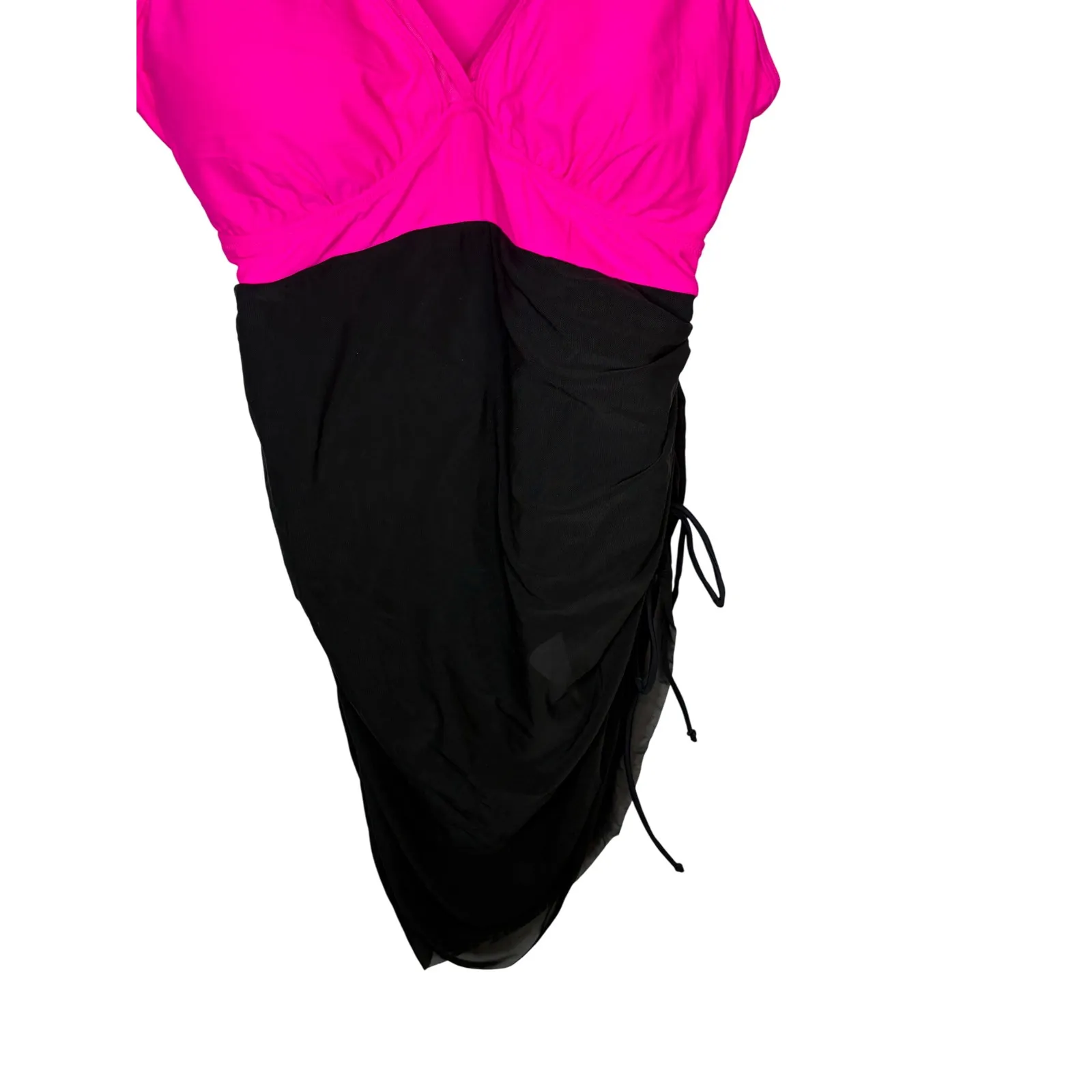 Mesh Ruched Swimdress One Piece Hot Pink Black Women Plus Size XXL‎ NWOT - Image 6