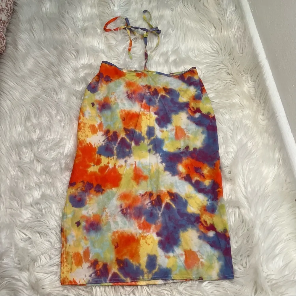 Boohoo Halter Top Mini Dress Tie Dye - Image 3
