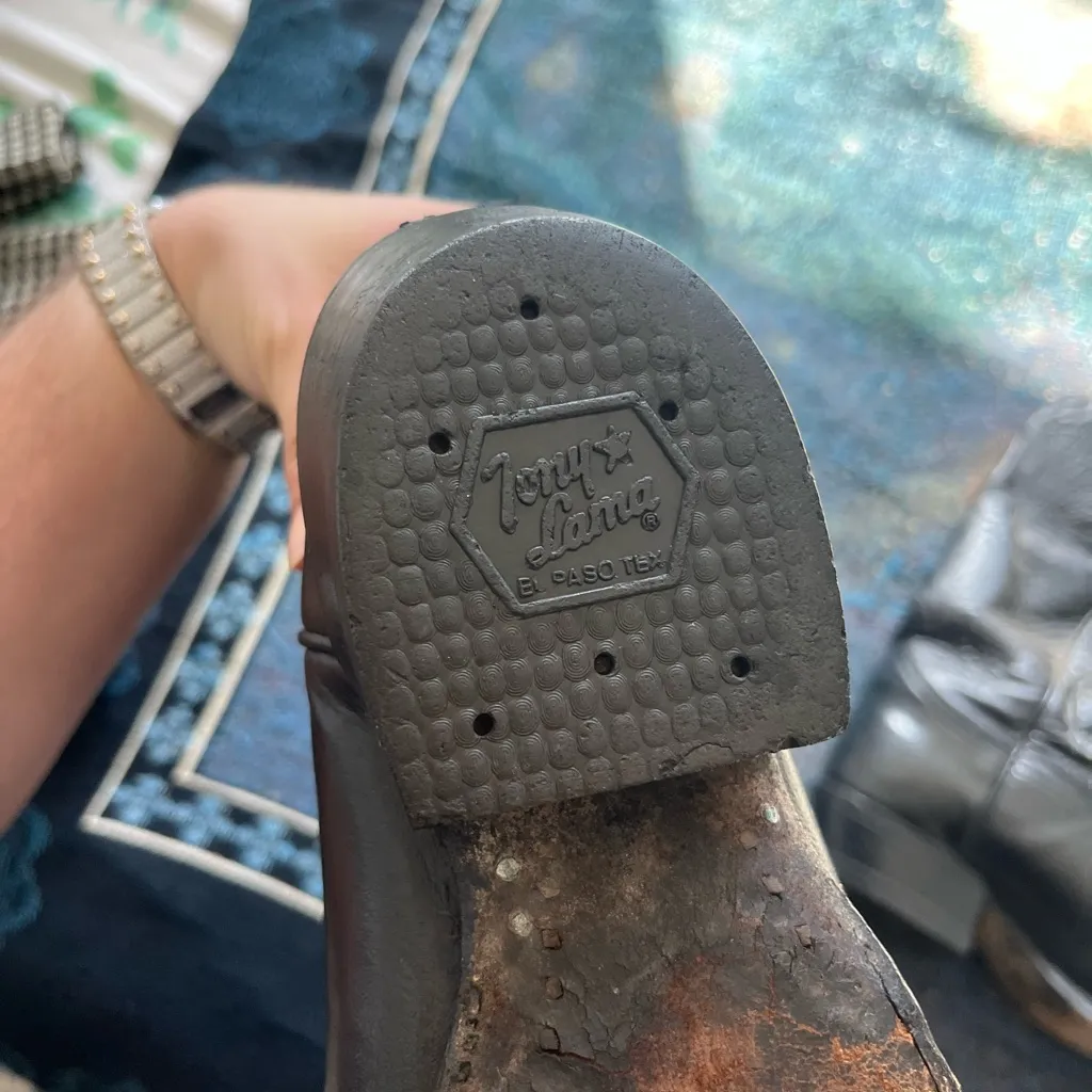 Tony Lama Black Leather Western Cowboy Boots Women’s 9.5 Point Toe Classic Ranch - Image 10