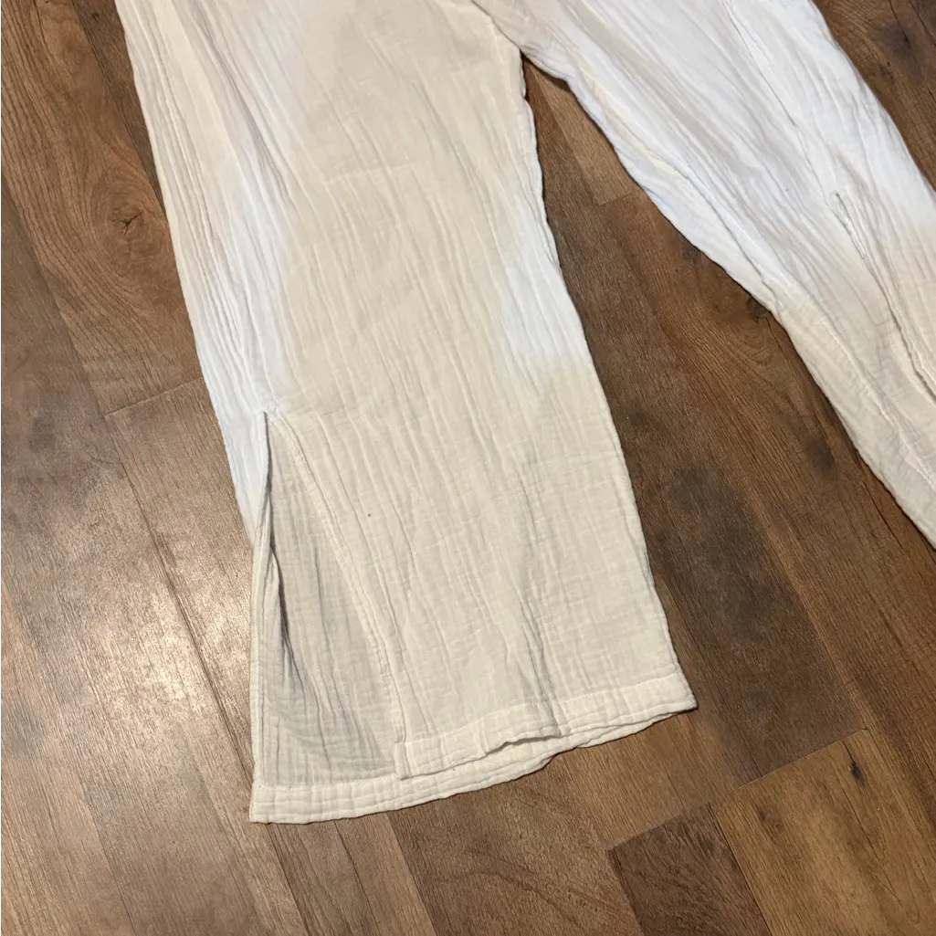 Lucky Brand Cream Linen Drawstring Trousers size Large - Image 4