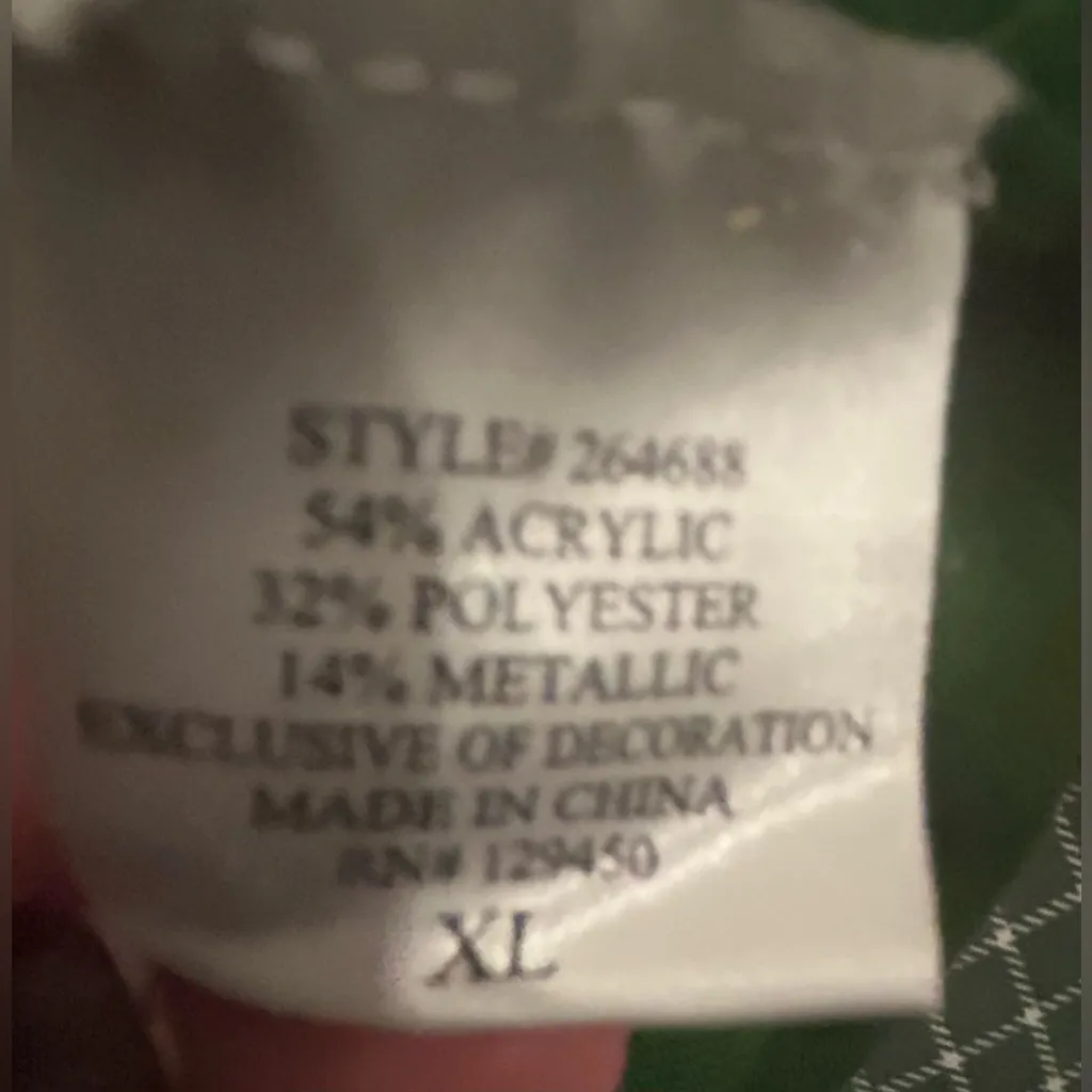 Christmas Festive Green Gold and Red Striped Cardigan women XL - Image 6