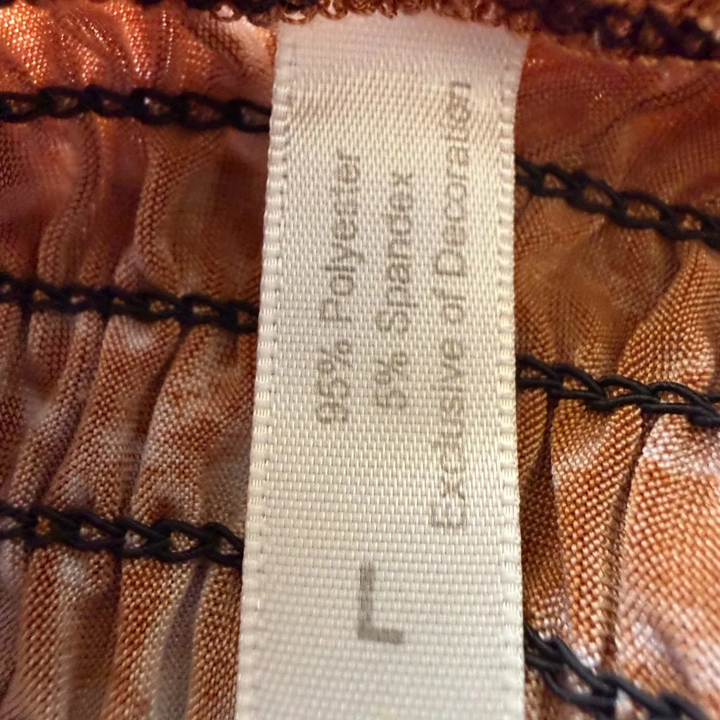 Paradise Contour brown white blue African print beaded tie dress size large - Image 13