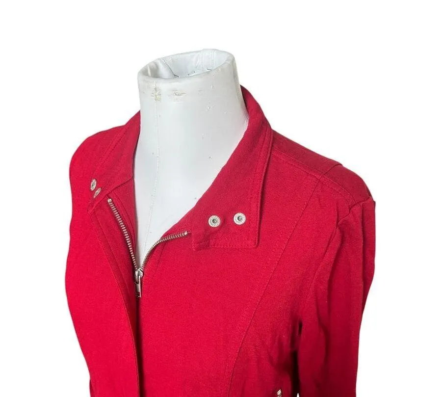 Chico's Women's Red Heavyweight Stretchy Knit Zip-up Jacket sz 1 or US 8 Classic - Image 7