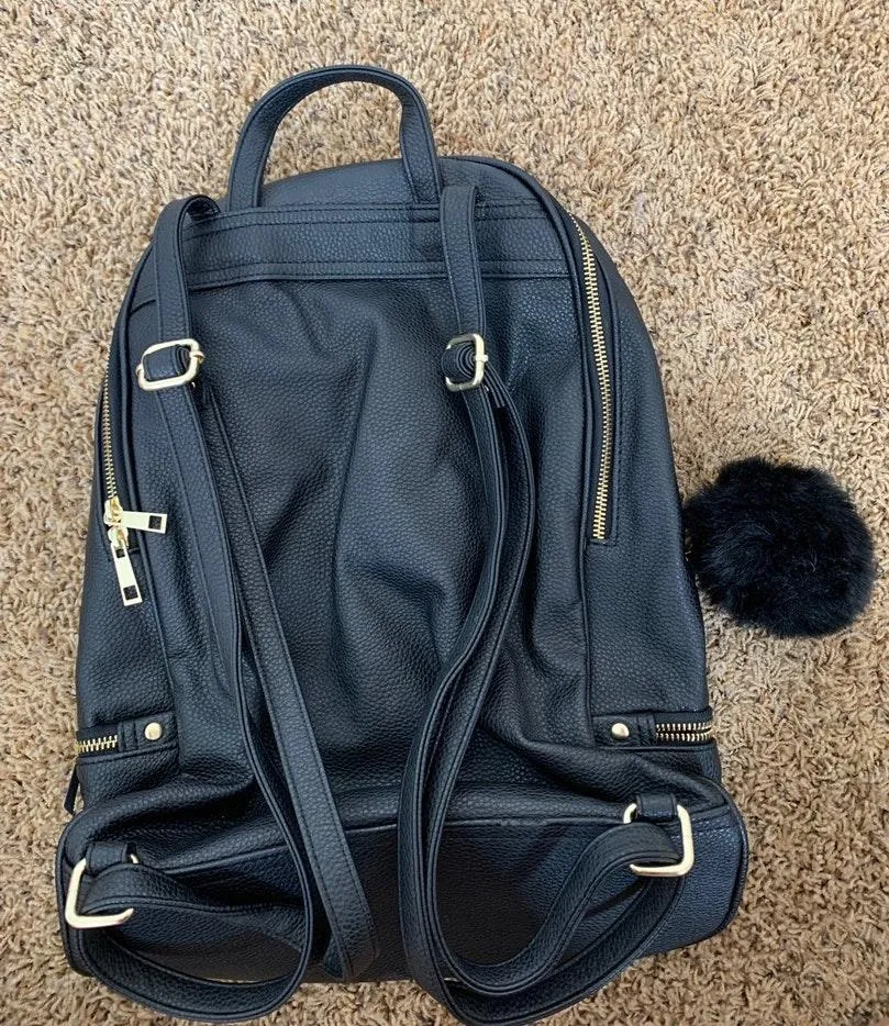Black Faux Leather Backpack - Image 3