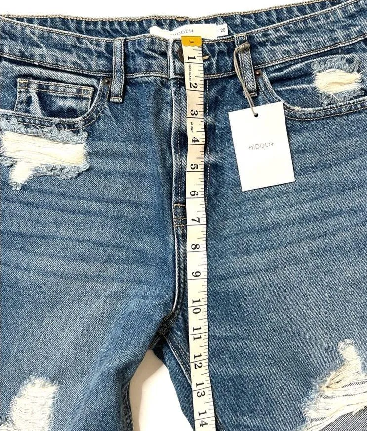 Hidden Bailey Boyfriend Denim Dark Wash Destructed Jeans Sz 29 Women - Image 6