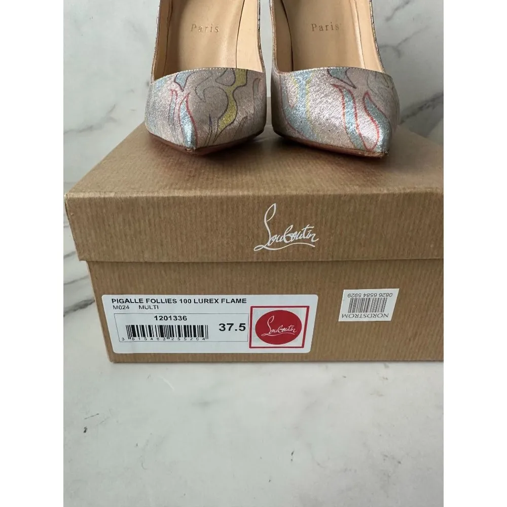 CHRISTIAN LOUBOUTIN Pigalle 109 Lurex Flame Heels Size 37.5 - Image 8