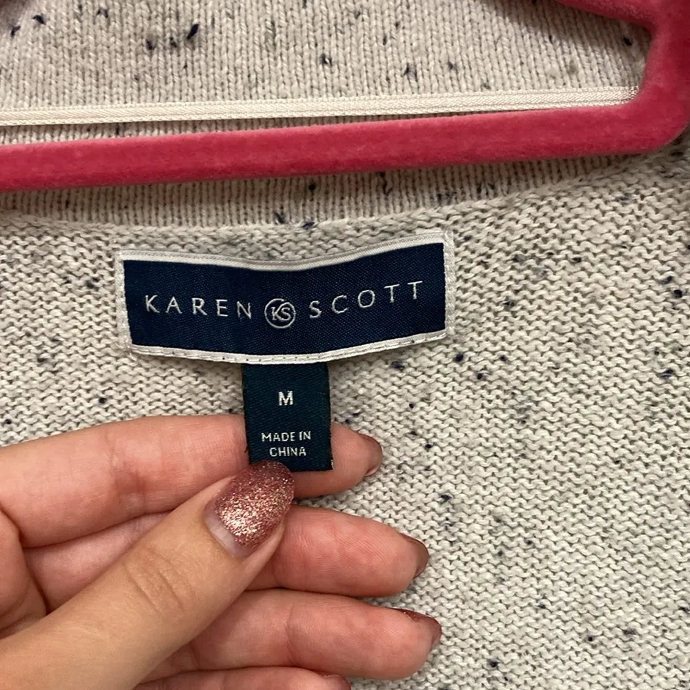 Karen Scott Marled Curved Hem Cardigan - Image 7