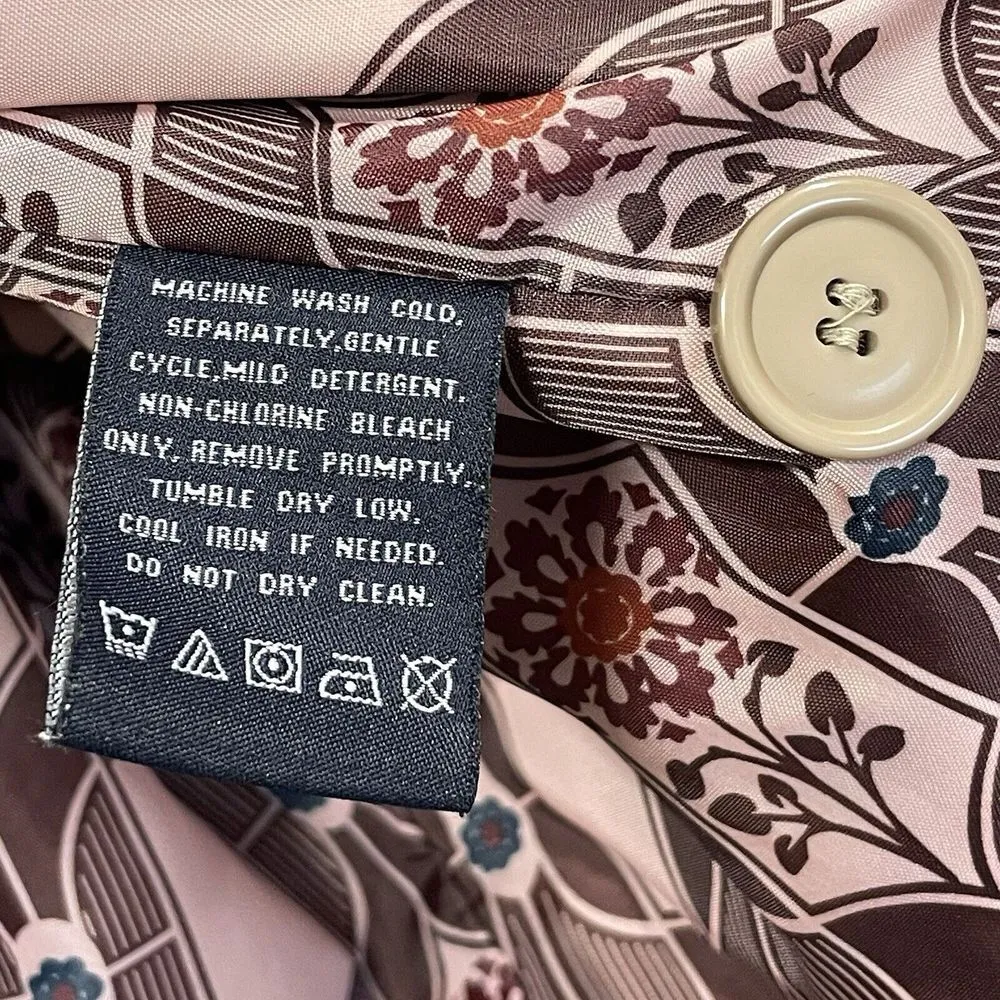 Vintage London Fog Women's XL Tan Mid Trench Coat w/ Belt Pink Silky Lined Print - Image 10