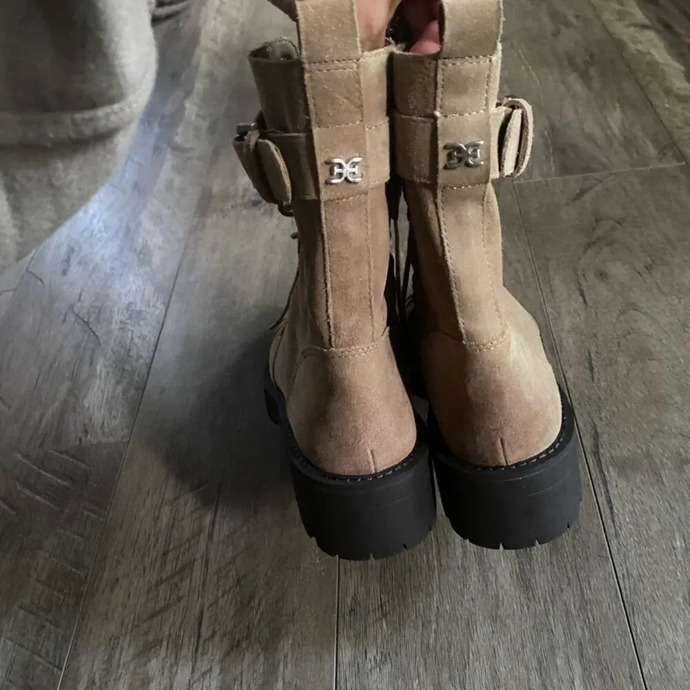 NWOB Sam Edelman Junip Suede Combat Boot Safari Tan 8.5 - Image 5