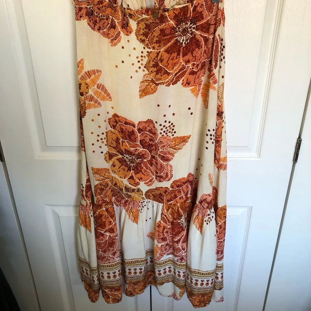 Farm Rio x Anthropologie Cutout Floral Maxi Dress in Neutral Motif Size L - Image 9