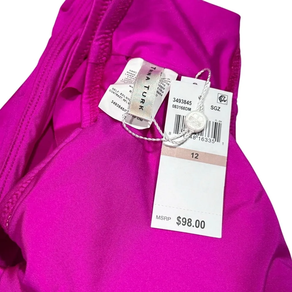 NWT! Trina Turk Monaco Ruffle One Shoulder Bikini Top in Stargazer - Size 10 - Image 9