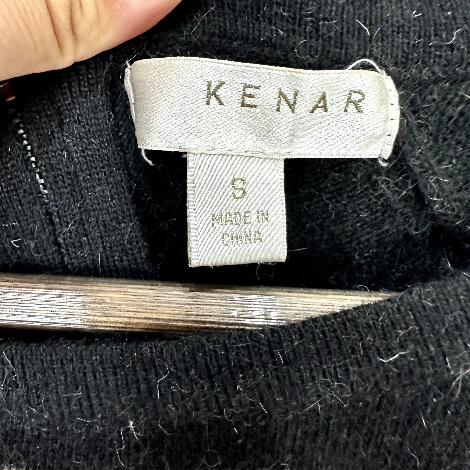 Kenar Striped Angora Sweater Small Black Beige Gray Luxury Preppy Minimalist - Image 3