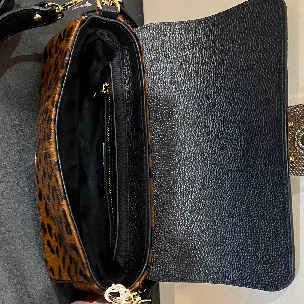 Divina Firenze | Italian Hair On Cowhide Leather Leopard Shoulder/Crossbody Bag Brown - Image 10