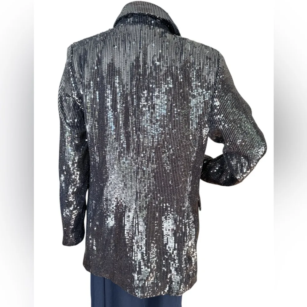 NWT Rachel Zoe Rixey Sequined One-Button Blazer Blue Small - Image 6