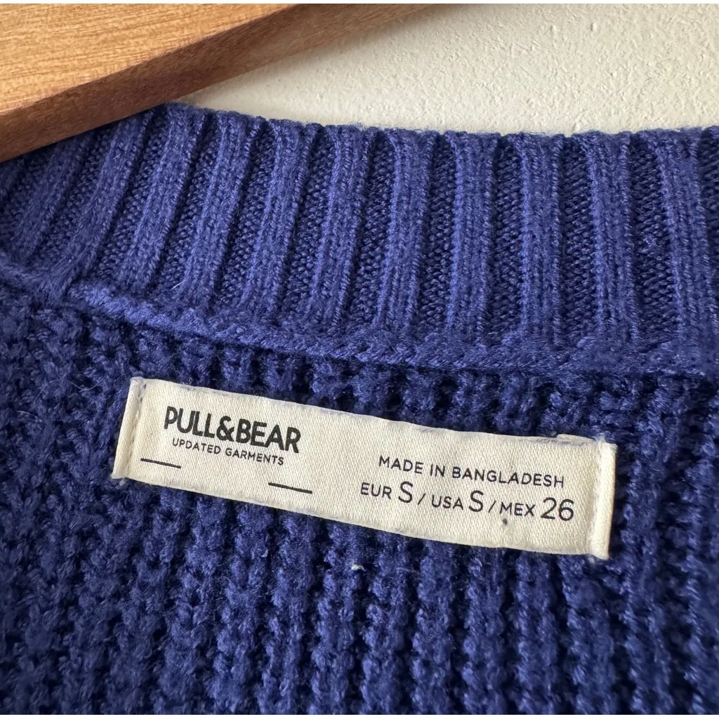 PULL & BEAR Blue Purple Ribbed Cozy Sweater - Image 4
