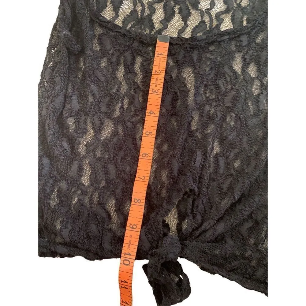 Voice Cropped Semi Sheer Lace Tank Top Wide Strap Floral Sexy Rave Party White Size L - Image 7