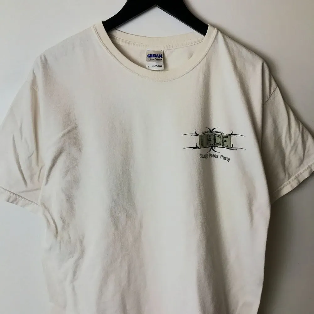 2007 Gildan Ride Sturgis Press Party T Shirt 00s Graphic Tee White Large L Event - Image 16