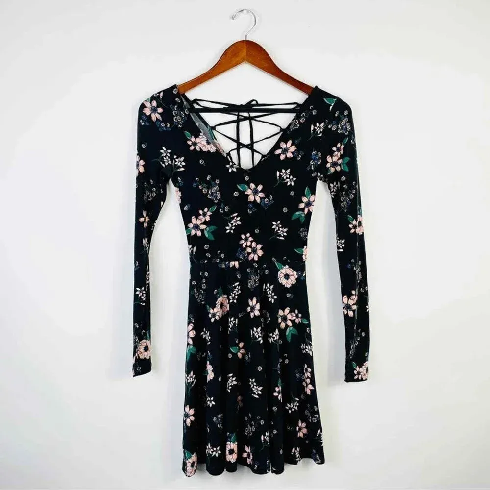 AEROPOSTALE Floral Long Sleeve‎ Skater Dress XS - Image 2