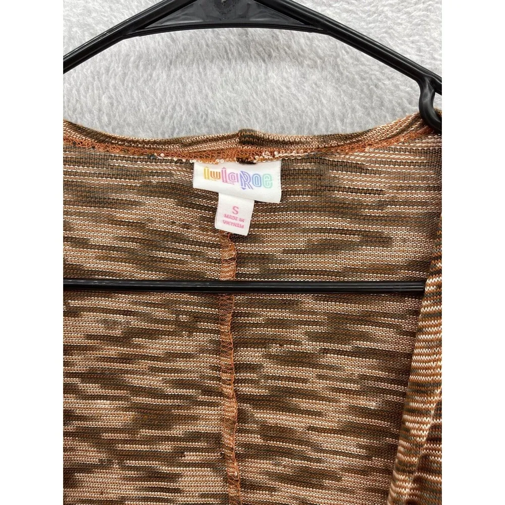 Lularoe Women's Long Open Front Sleeveless Brown Marled Cardigan Size Small - Image 12