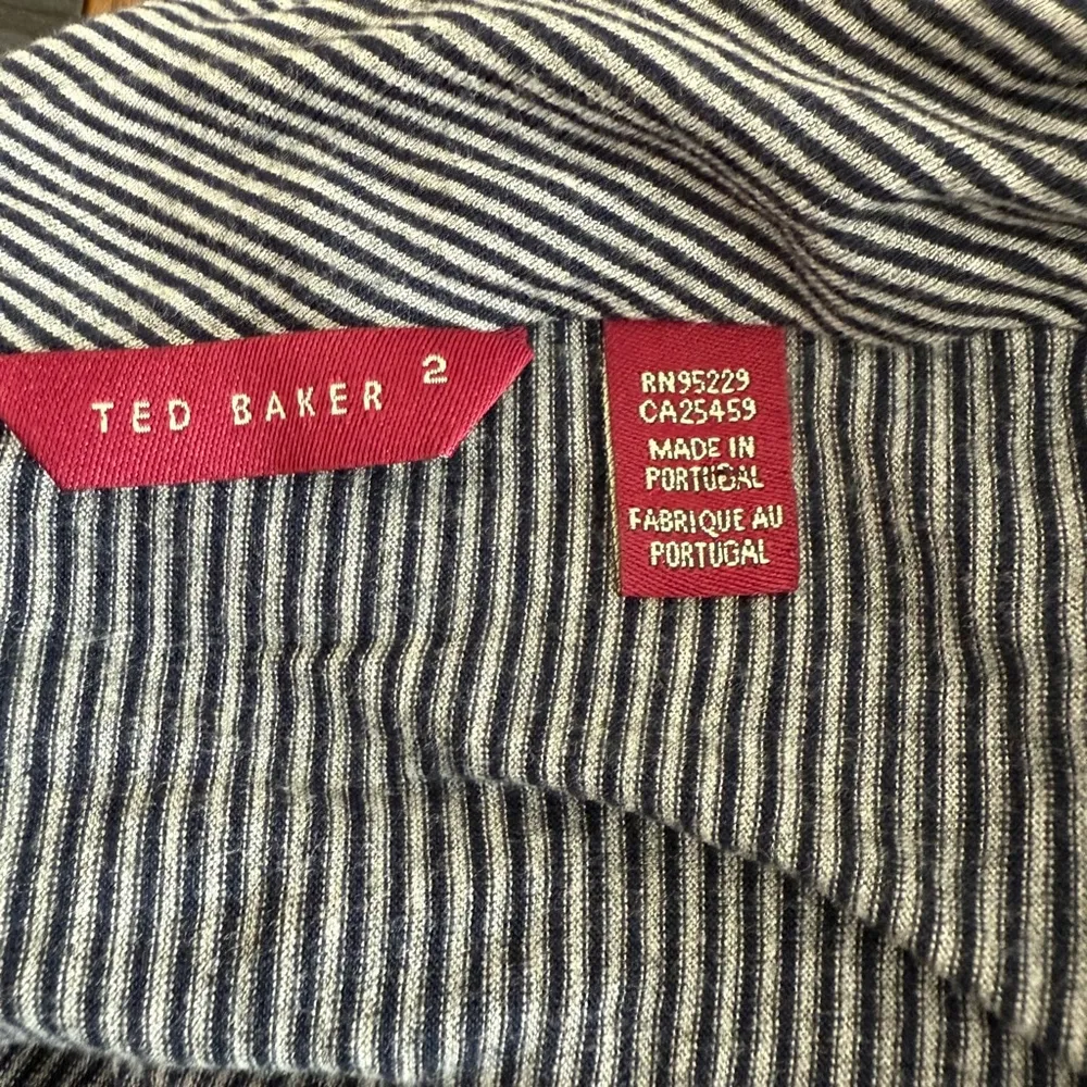 Ted Baker Cardigan Size XS Gray Blue Striped - Image 5
